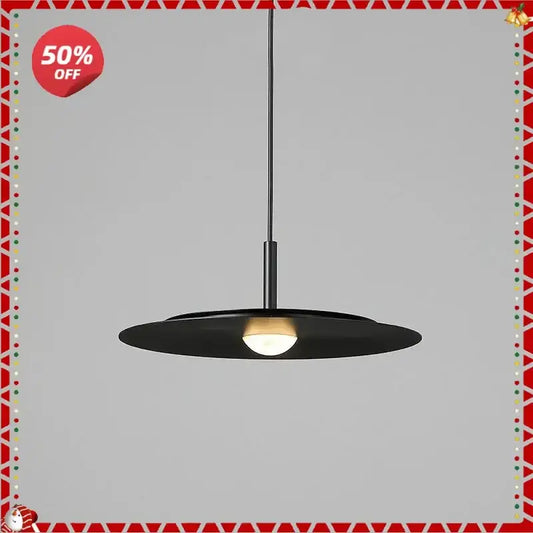 Black minimalist flying saucer led chandelier with sleek disc-shaped shade and warm bulb for kitchen decorbites flying saucer