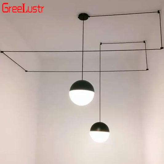 Minimalist black geometric glass ball led chandelier with frosted glass shades for living room decorbites geometric glass