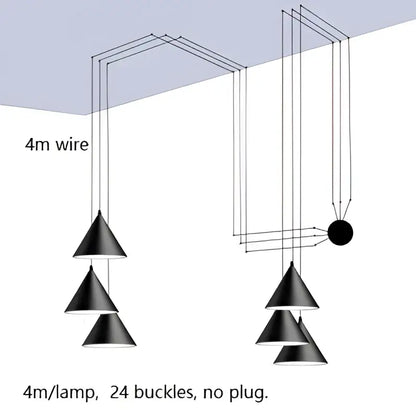 Minimalist black geometric led pendant light with sleek metallic finish and 4m wire for modern living room decorbites fixture