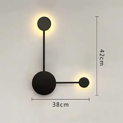 Minimalist black geometry led wall light with three circular fixtures and metal arms for living room bedroom decorbites geometry led
