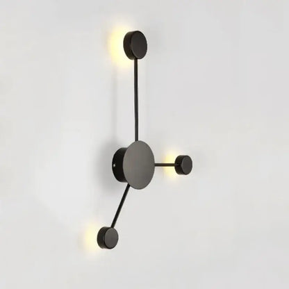 Modern black minimalist geometry led wall light with three circular fixtures for living room and bedroom decorbites wall light