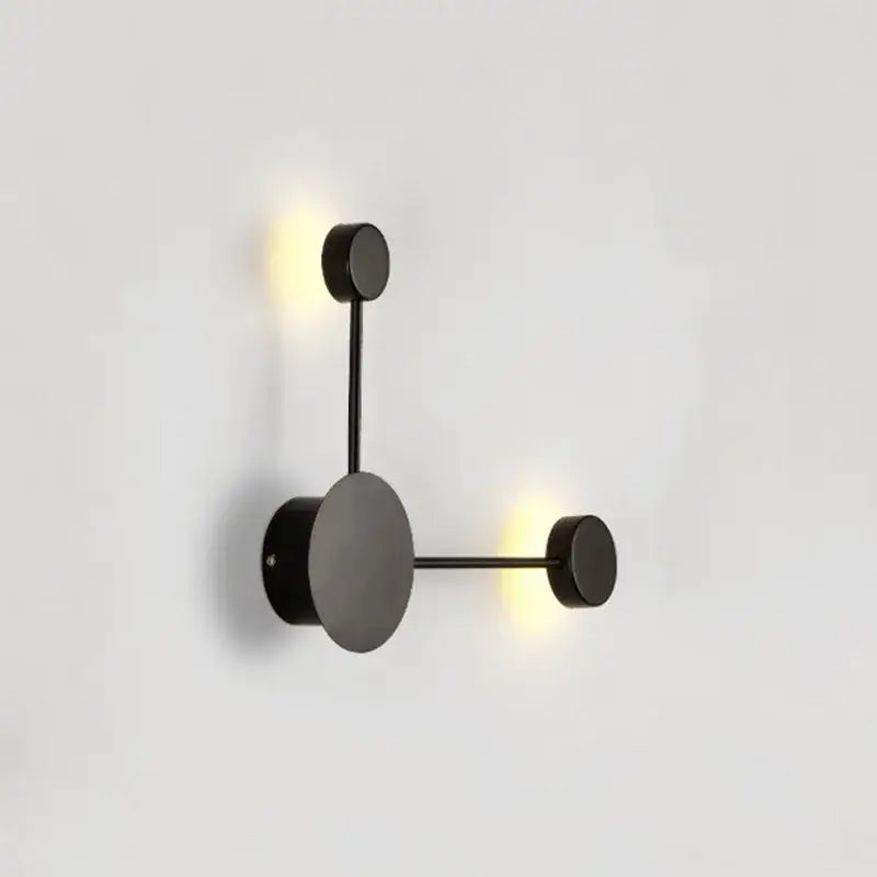 Minimalist black geometry led wall light with circular fixtures and matte finish for living room bedroom decorbites geometry led wall