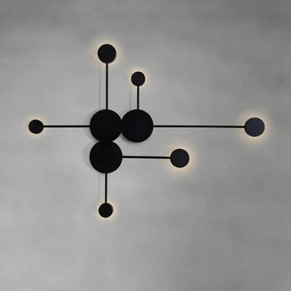 Black minimalist geometry led wall light with circular fixtures for living room and bedroom decorbites geometry led