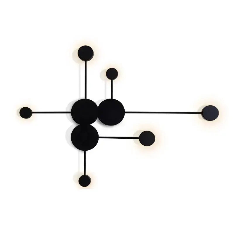 Minimalist black geometry led wall light with interconnected circular discs and slender rods for living room decorbites geometry led