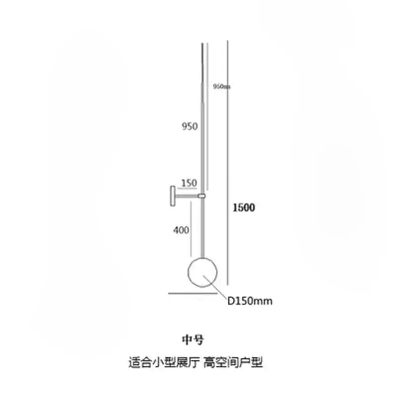 Minimalist black glass ball led wall lamp with slender metal rod and round base for bedroom decorbites glass ball use