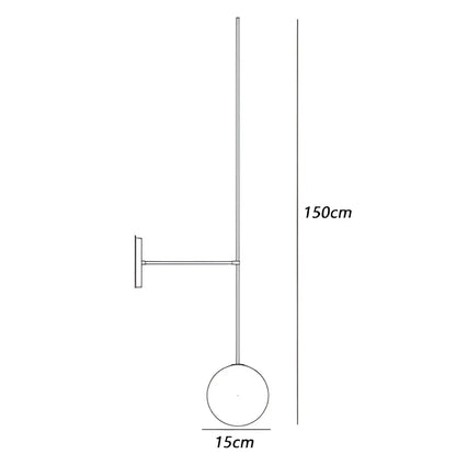 Minimalist black glass ball led wall lights with sleek vertical rod for living room decorbites wall lights