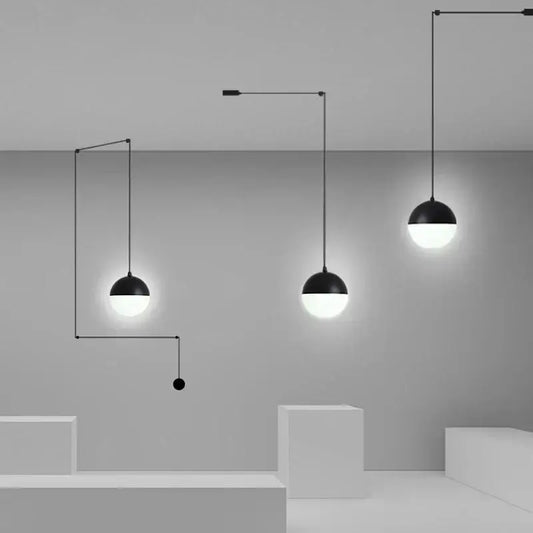 Minimalist black glass ball pendant light with frosted shades and metal arms for kitchen decorbites glass ball pendant