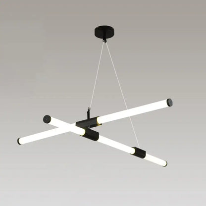 Modern black and white led glass tube pendant lamp with frosted white shade for minimalist office decor by decorbites