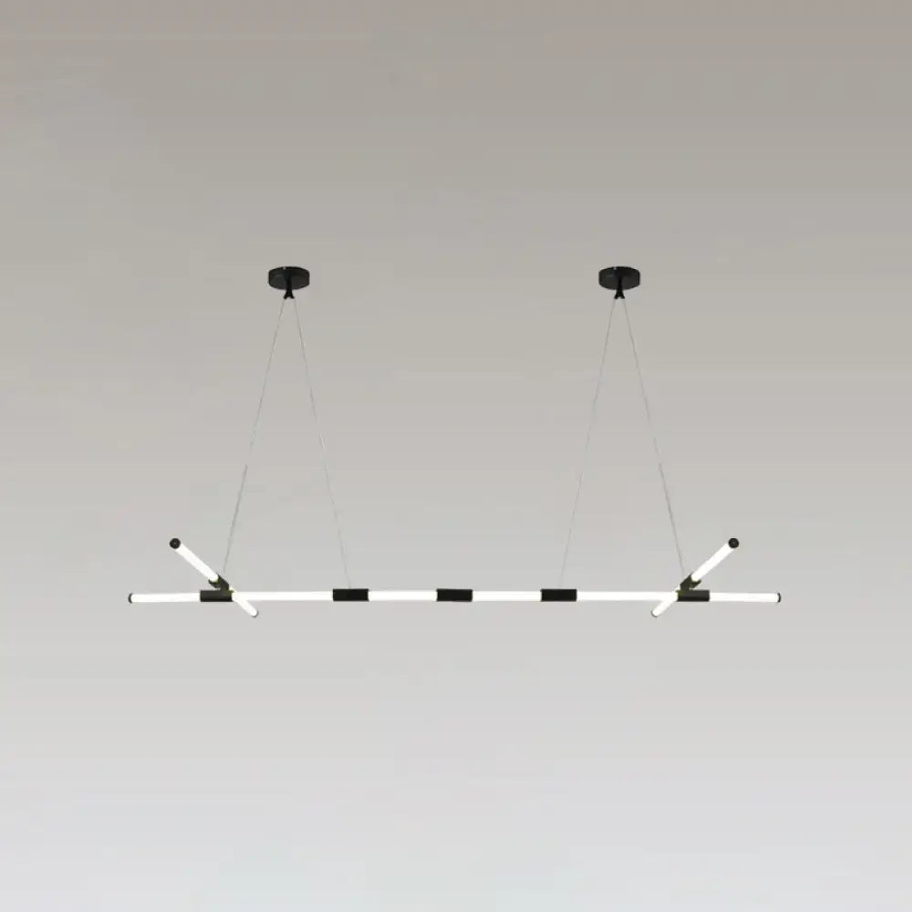 Modern black and white minimalist glass tube pendant lamp with frosted shade for office lighting decorbites