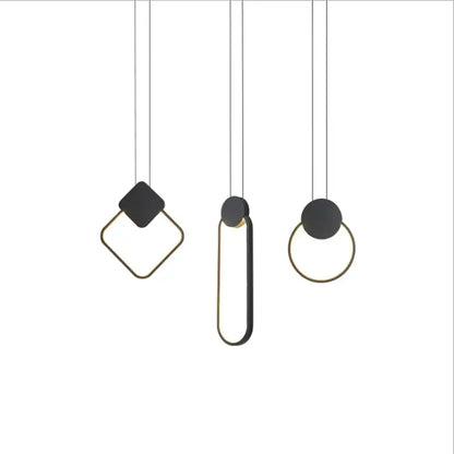 Set of three minimalist black and gold geometric decorbites crystal led pendant lights for modern kitchen decor