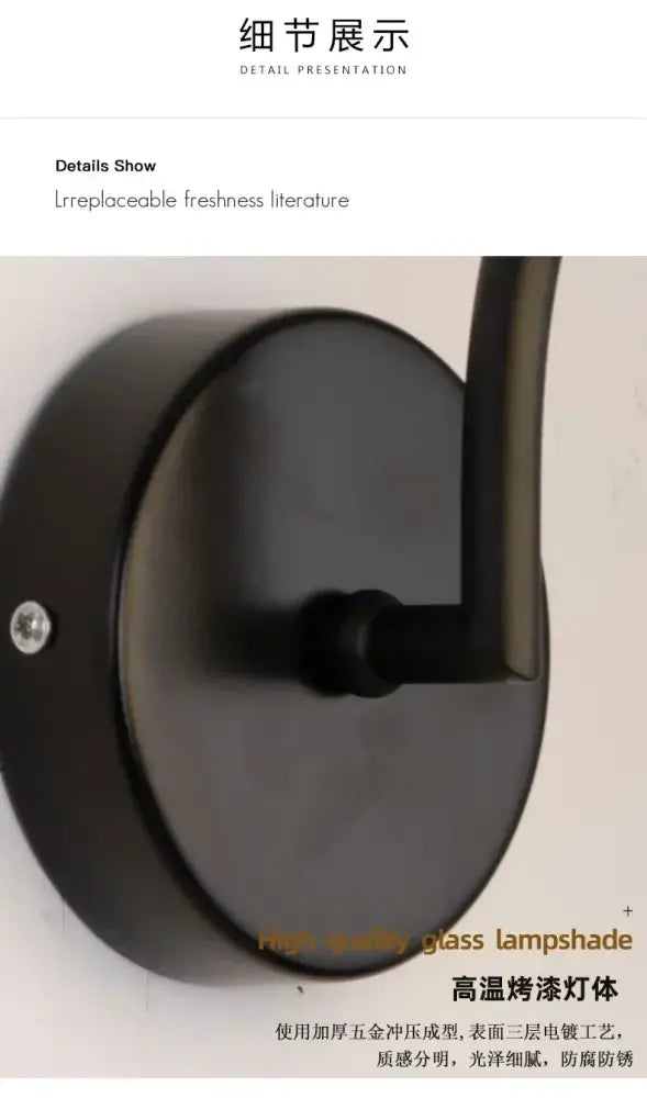 Minimalist black matte decorbites glass ball wall light with curved arm and high-quality glass lampshade bedroom sconce