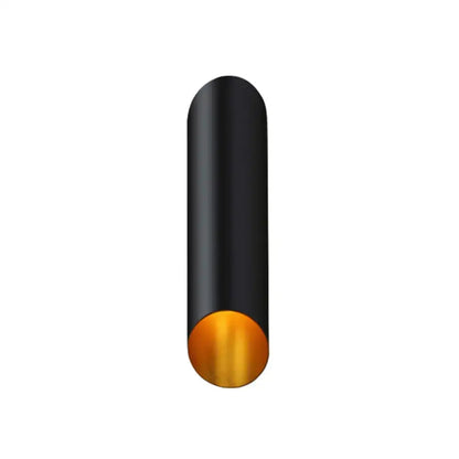 Minimalist black and gold wall light with cylindrical tube and polished base ideal as wall lamp for corridor and bedroom