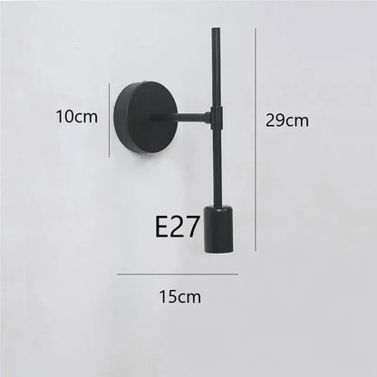 Minimalist black iron glass led wall light with matte finish and cylindrical bulb holder for bedroom or living room decorbites iron glass