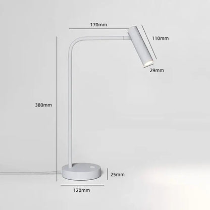 Minimalist black enna led dimmable floor lamp with a sleek white curved gooseneck desk lamp head for living room use