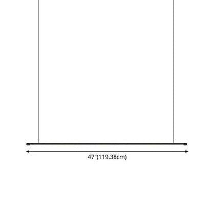 Minimalist black led pendant lamp with 47 inch horizontal bar suspended by thin lines for kitchen island 220v-240v