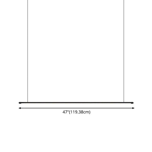 Minimalist black led pendant lamp with 47 inch horizontal bar suspended by thin lines for kitchen island 220v-240v