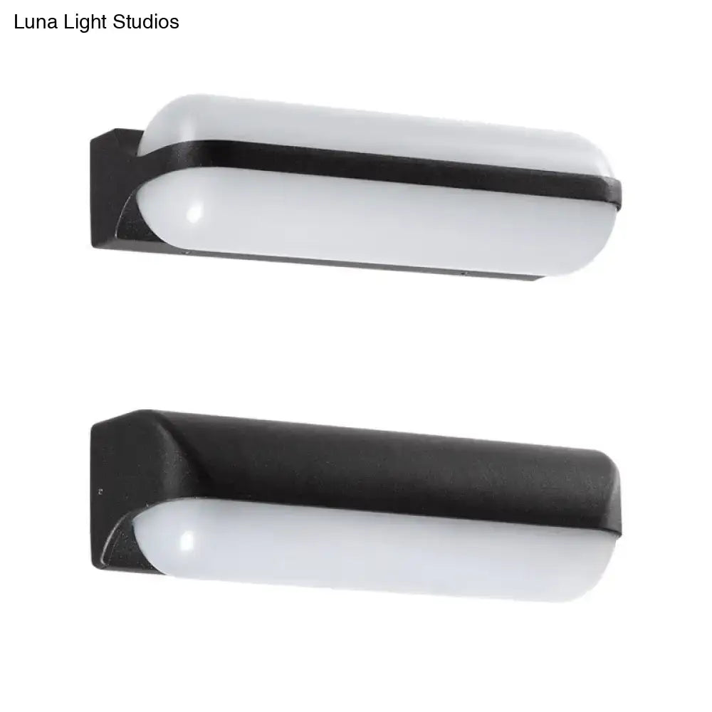 Modern black and white minimalist wall sconce with frosted glass diffuser for 220v-240v or 110v-120v use