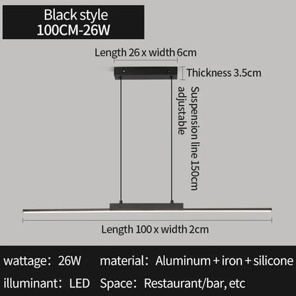 Minimalist Black Linear Aluminum Pendant Light - Decorbites