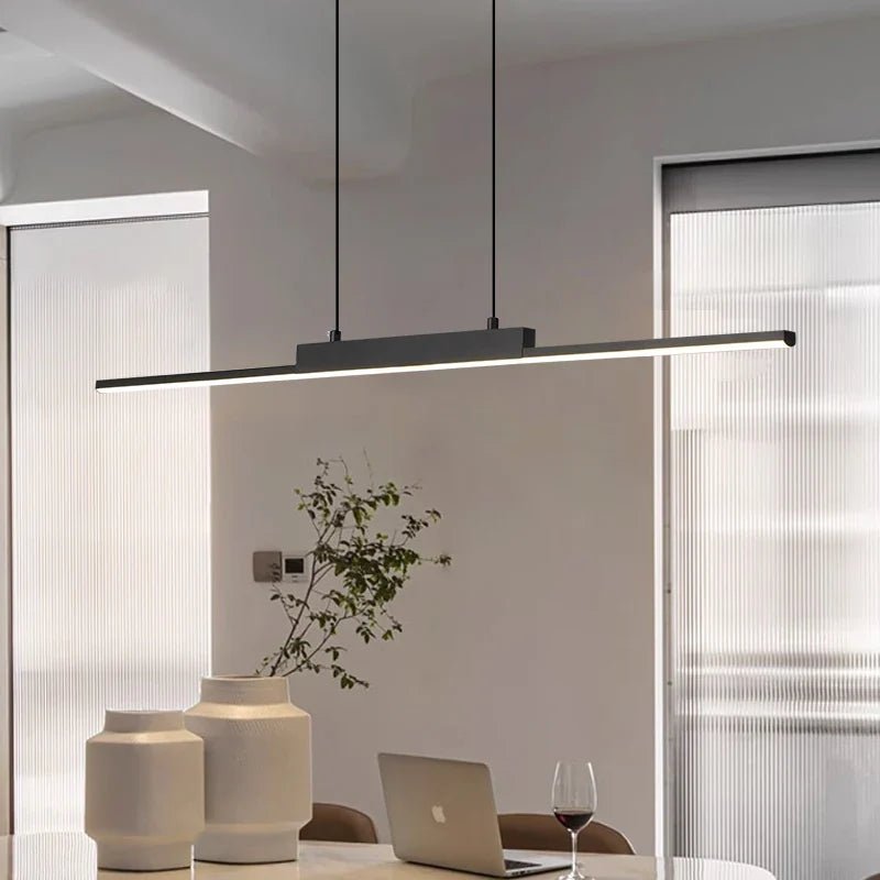Minimalist Black Linear Aluminum Pendant Light - Decorbites