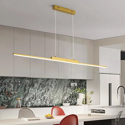 Minimalist Black Linear LED Pendant Light, Dimmable - Decorbites