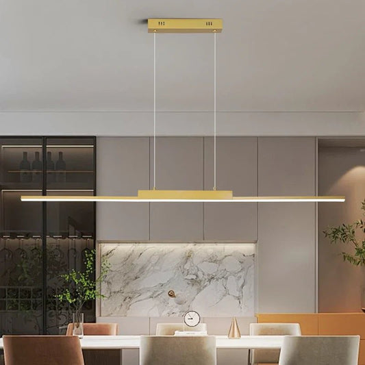 Minimalist Black Linear LED Pendant Light, Dimmable - Decorbites