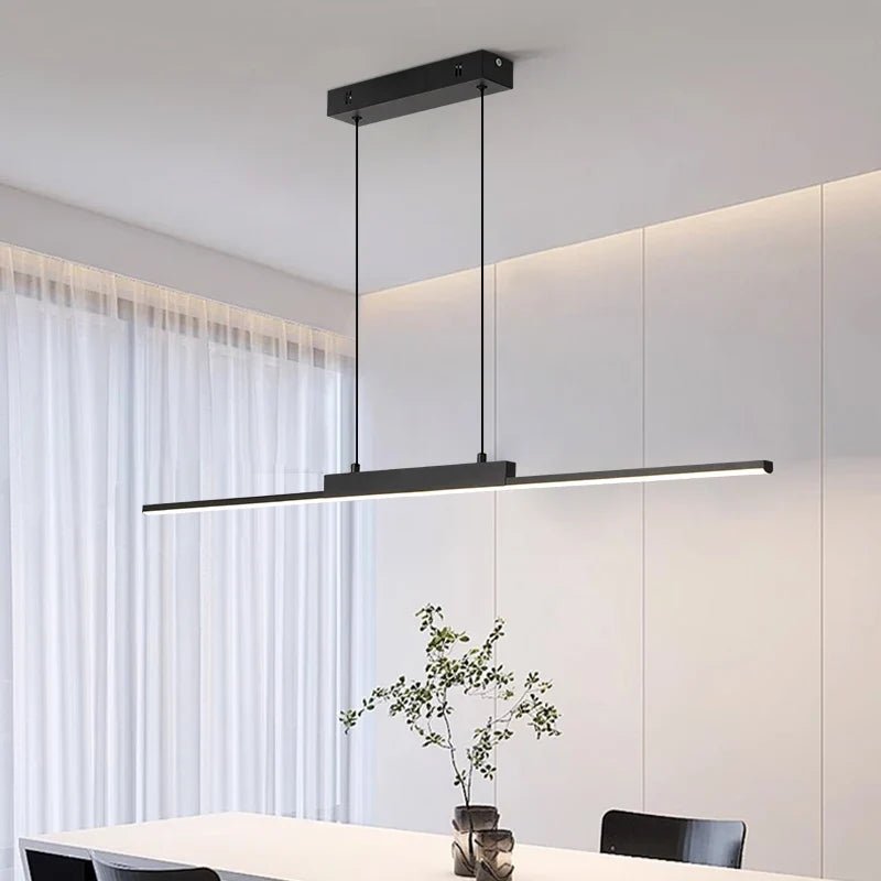 Minimalist Black Linear LED Pendant Light, Dimmable - Decorbites