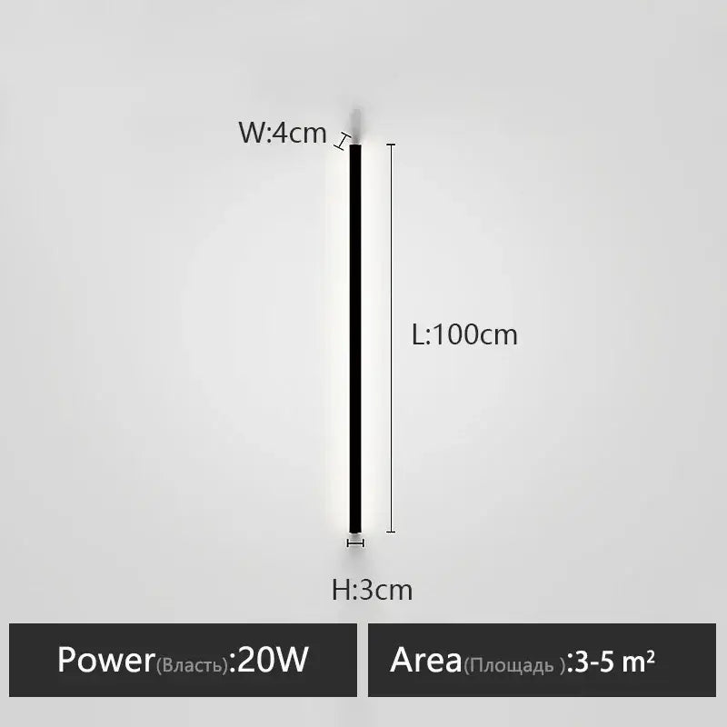 A minimalist black linear led wall lamp with sleek slim profile providing warm glow for bedroom wall lamp use