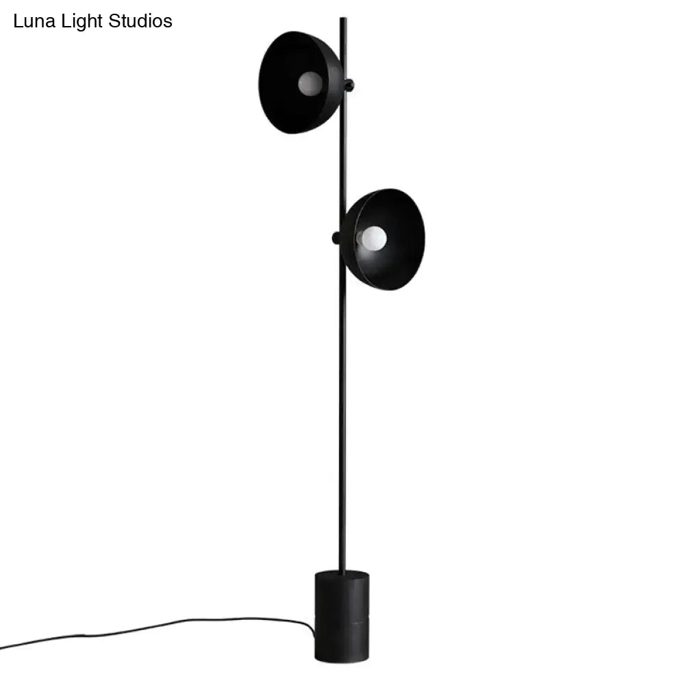 Decorbites™ marble led floor light with black matte finish, funnel shade, and dual circular fixtures for modern living rooms voltage 220v-240v