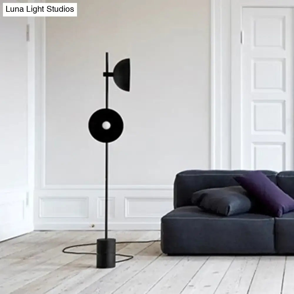 Black minimalist DecorBites™ marble LED floor lamp with funnel shade and 220v-240v compatibility for modern living rooms