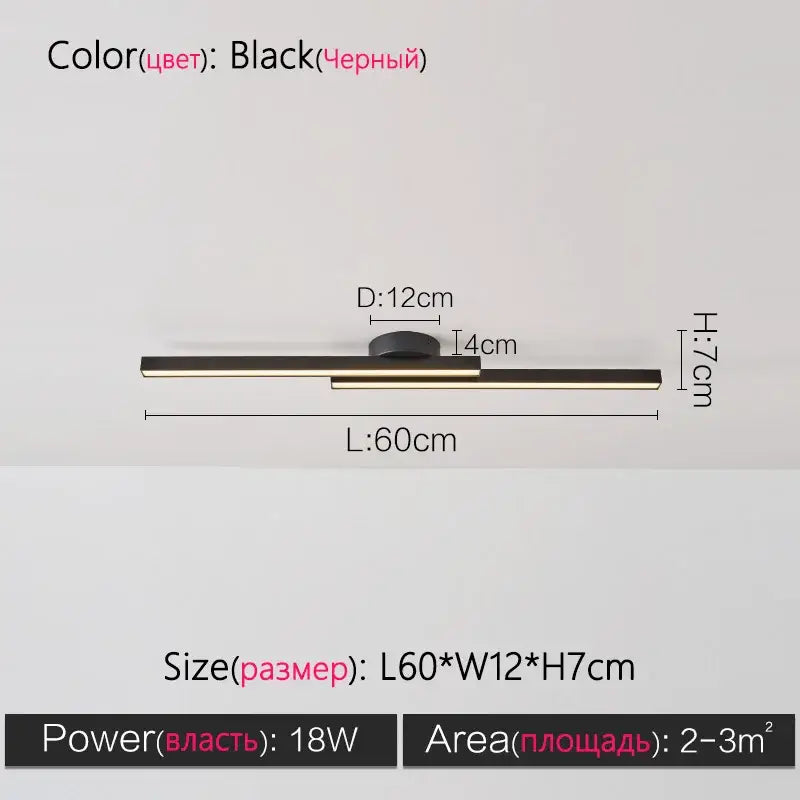 Minimalist black nordic ceiling light with sleek linear led design and gold accent trim for living room ceiling light