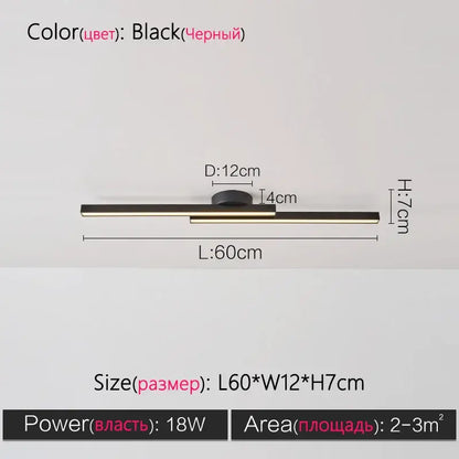 Minimalist black nordic ceiling light with sleek linear led design and gold accent trim for living room ceiling light