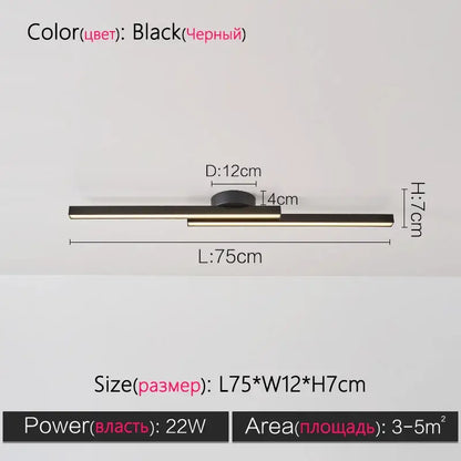 Minimalist black nordic ceiling light with sleek slim profile led fixture for modern living room ceiling light design