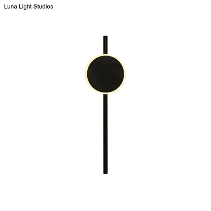 Minimalist black nordic led flush wall sconce with circular design and warm ambient lighting for bedroom use