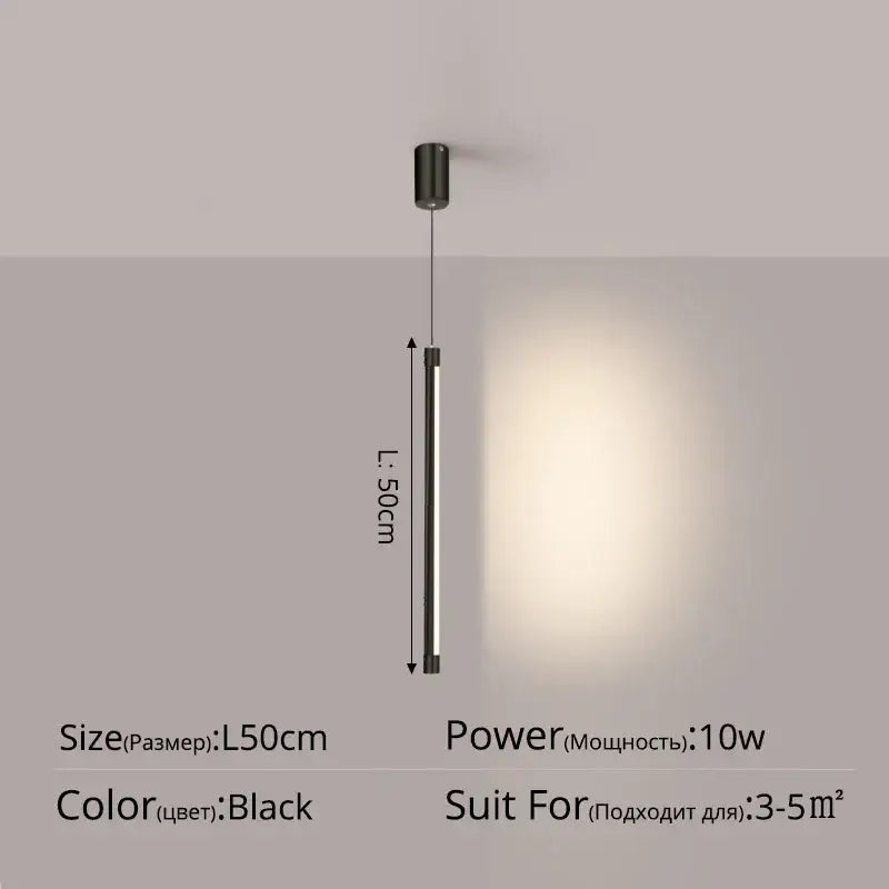 Minimalist decorbites black nordic led tube pendant light with sleek cylindrical design and 10w power for kitchen dining room