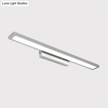 Minimalist black and silver led bathroom vanity lamp with sleek rectangular design and modern silver led vanity light finish
