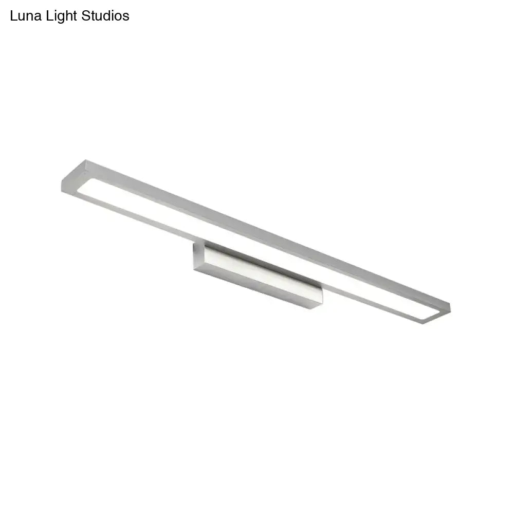 Modern silver rectangular led bathroom vanity lamp with sleek minimalist design for elegant vanity lighting