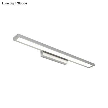 Modern silver rectangular led bathroom vanity lamp with sleek minimalist design for elegant vanity lighting