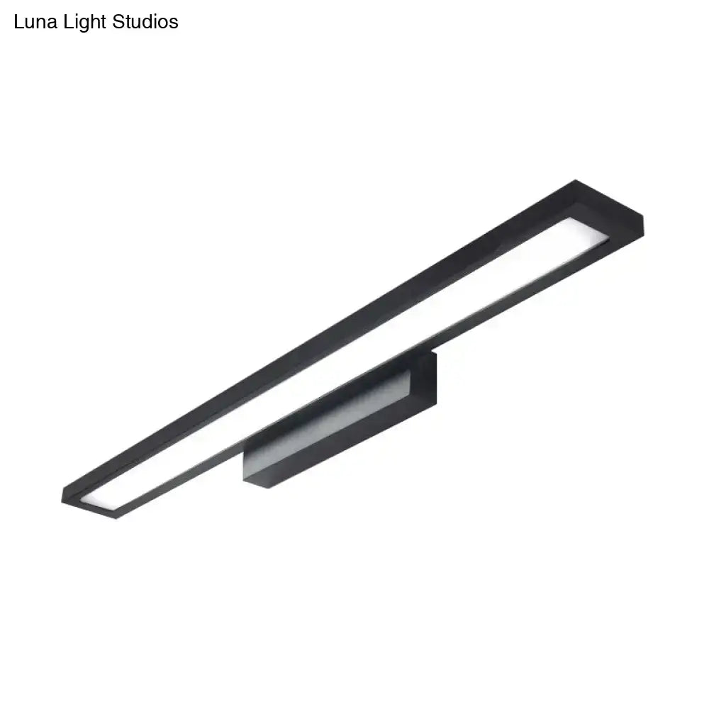 Minimalist black rectangular led bathroom vanity lamp with silver accents and matte finish for modern bathroom vanity