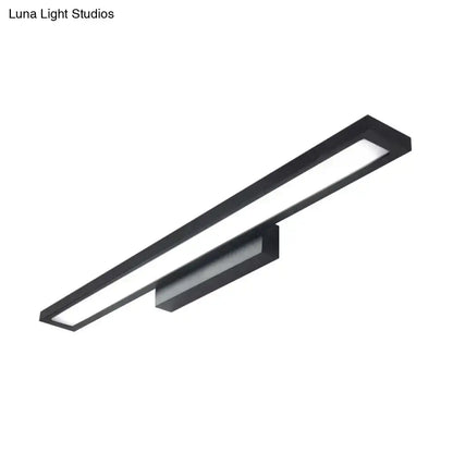 Minimalist black rectangular led bathroom vanity lamp with silver accents and matte finish for modern bathroom vanity