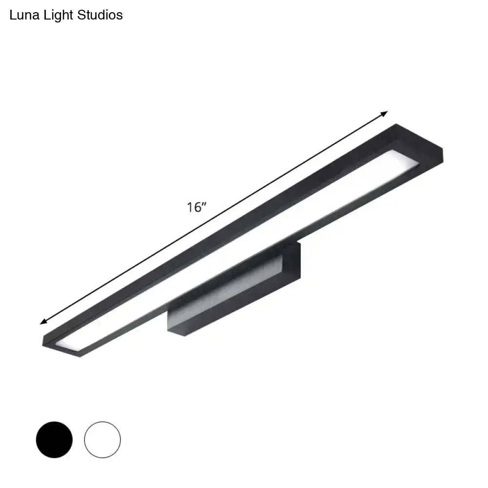 Minimalist black and silver led bathroom vanity lamp with sleek rectangular design and 16-inch length for bathroom vanity