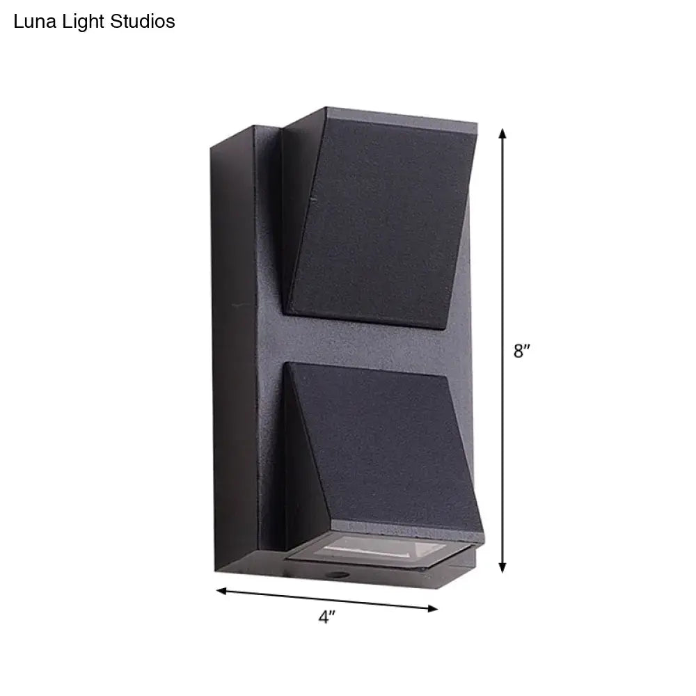 Minimalist black triangle aluminum flush wall lamp with two angled matte aluminum flush wall light fixtures for corridor use