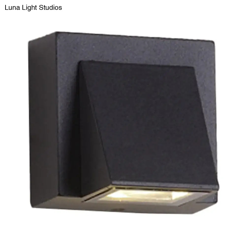 Black square outdoor wall lamp with matte finish and angled panel design minimalist triangle aluminum flush wall lamp