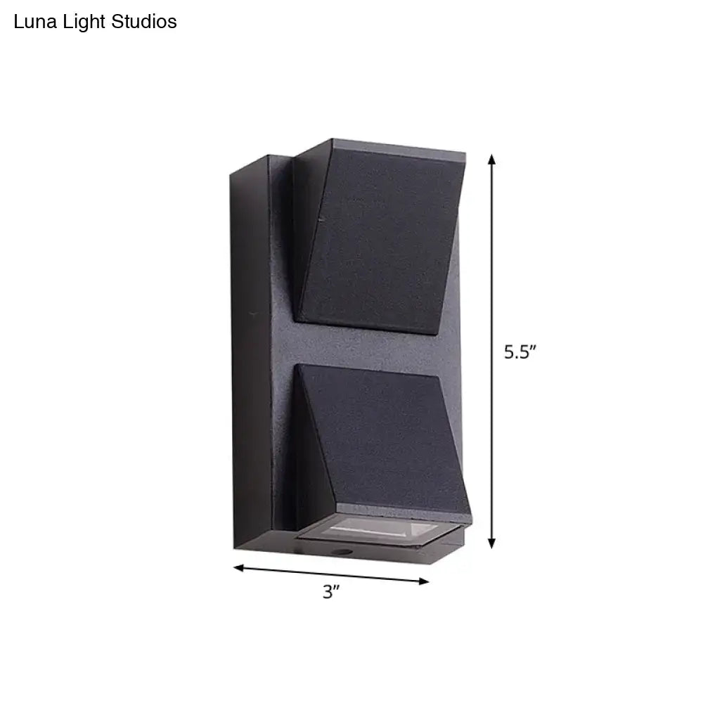Minimalist black triangle aluminum flush wall lamp with dual-light geometric design and matte finish for corridor lighting