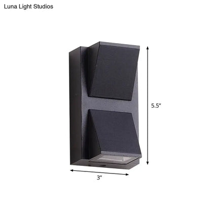 Minimalist black triangle aluminum flush wall lamp with dual-light geometric design and matte finish for corridor lighting