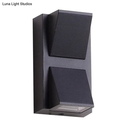 Minimalist black triangle aluminum flush wall lamp with dual-light black matte finish and angular modern design