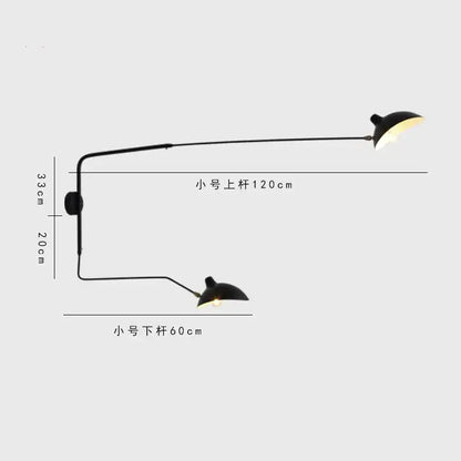 Minimalist black wall lamp with adjustable curved metal arms for living room decorbites black serge mouille design