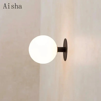Minimalist black wall lamp with frosted white glass globe lighting fixture by decorbites gold for bedroom decor