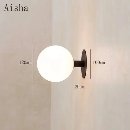 Minimalist black wall lamp with frosted white glass globe lighting fixture by decorbites gold for bedroom decor