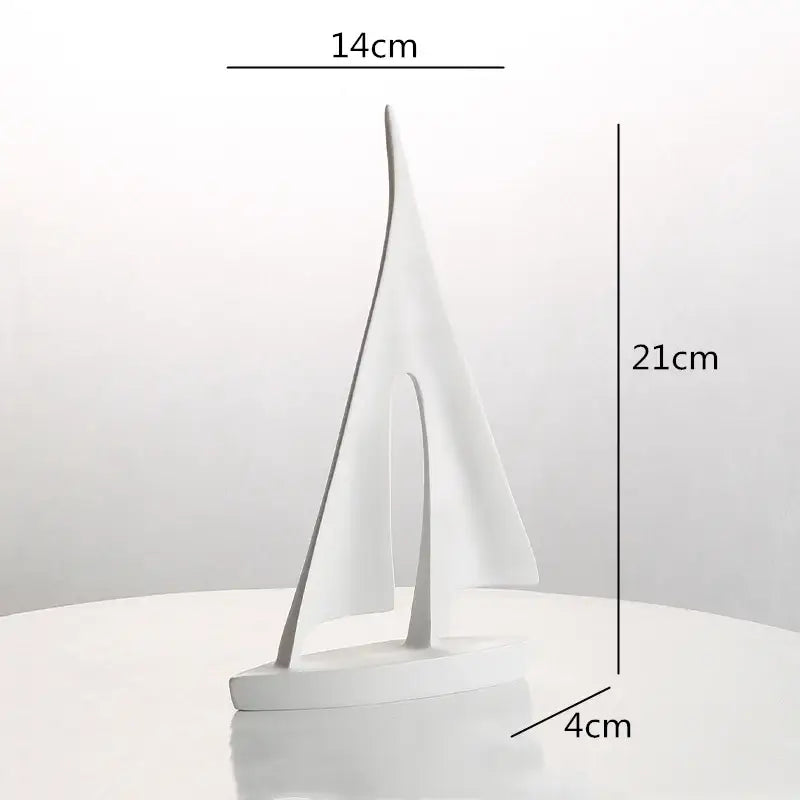White ceramic abstract resin sailboat figurine with sleek minimalist design for decorbites abstract resin decor