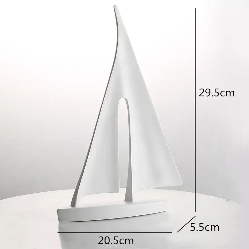 White ceramic abstract resin sailboat figurine with sleek minimalist design for decorbites abstract resin living room decor
